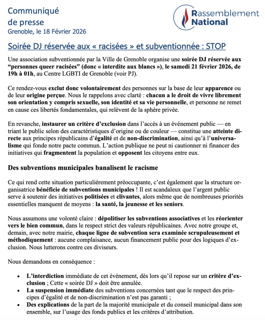 Communiqué de presse de Valentin Gabriac.